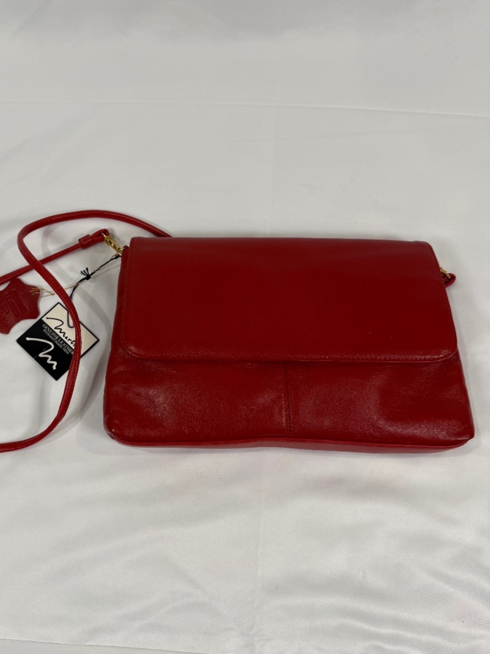 Marlo Red Leather Crossbody Clutch Minimalist Vintage 90s Bag